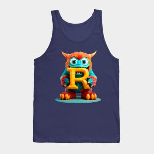 Cute Monster for Kids Alphabet Letter R Funny Back to School Tank Top